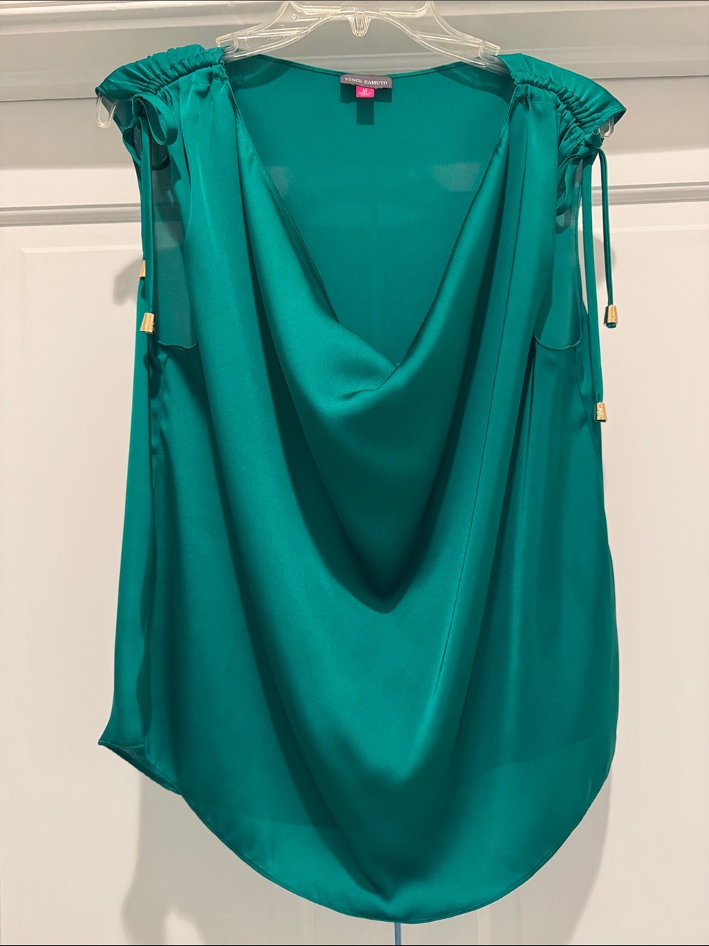 Vince Camuto Emerald Green Cowl Neck Blouse Top Size M